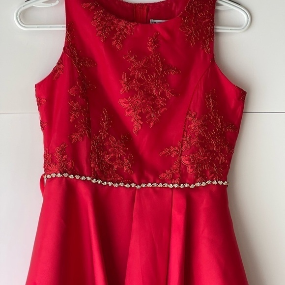 Tween Diva Kids Big Girls Sz 16 Red Lace High Low Formal Special Occasion Dress - Picture 5 of 16